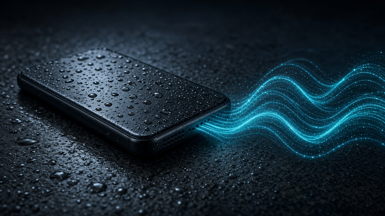 音波で水を排出するスマホ