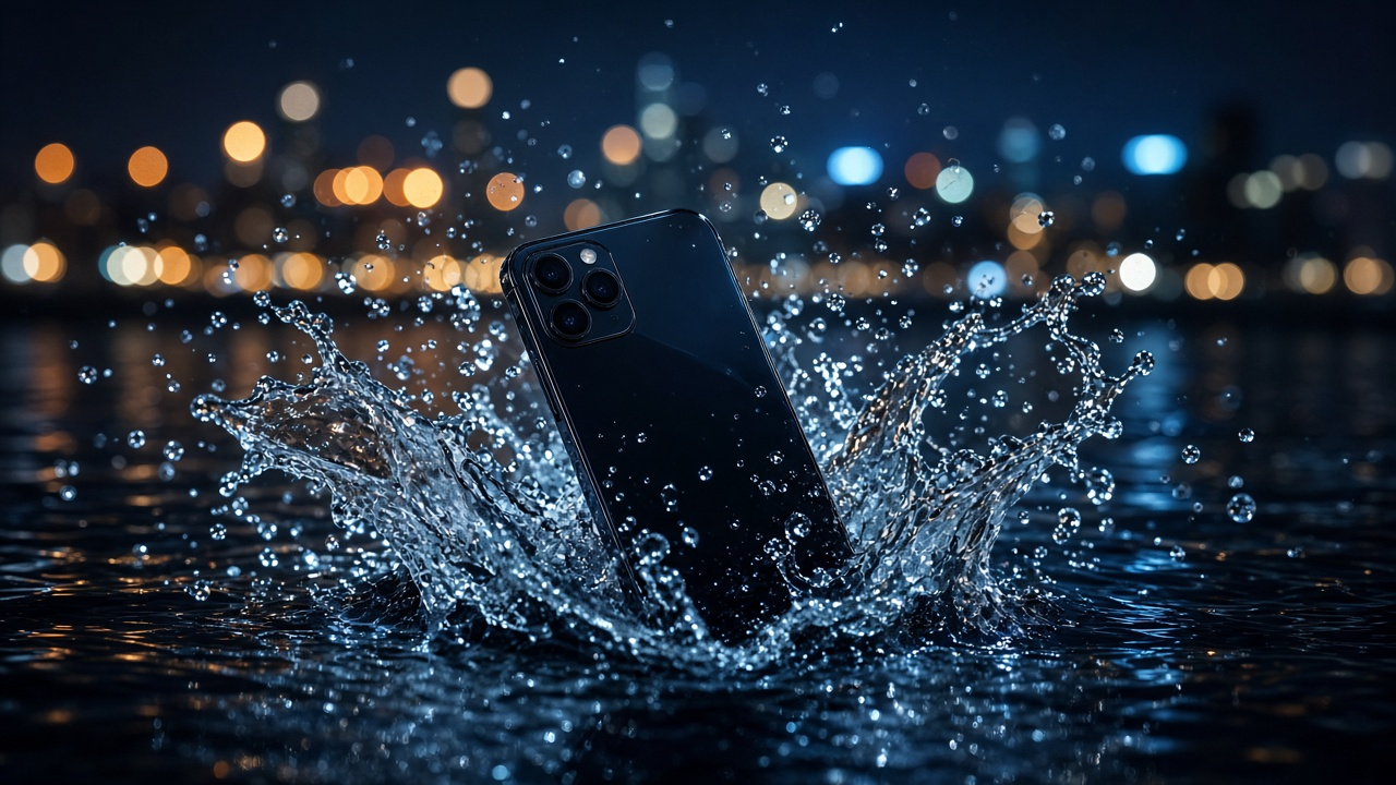 水に落ちたスマホとスプラッシュ
